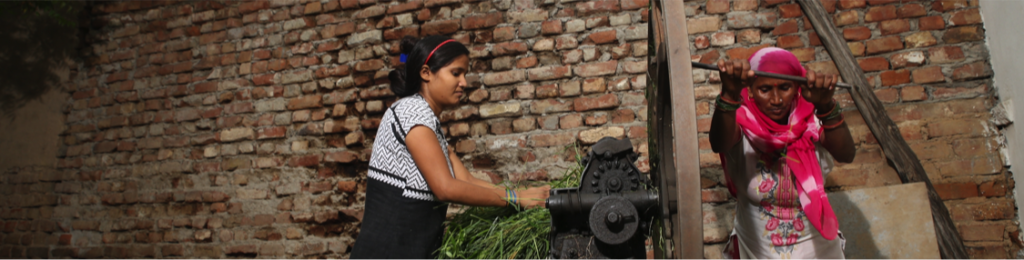 Lakshmi works with her daughter after successful treatment of her cervical pre-cancer